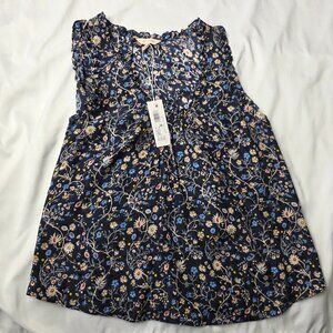 Rebecca Taylor SL Vivianna Floral Tank Top Navy Size L NWT   -0306